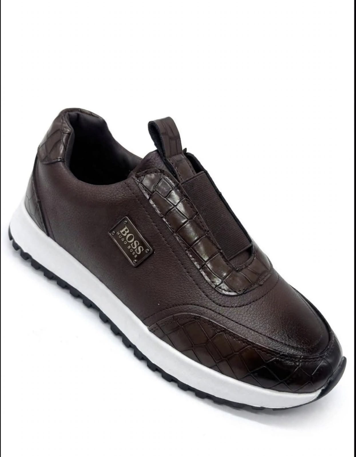 BOSS Men's Slip-On Sneakers – Dark Brown & White image 4