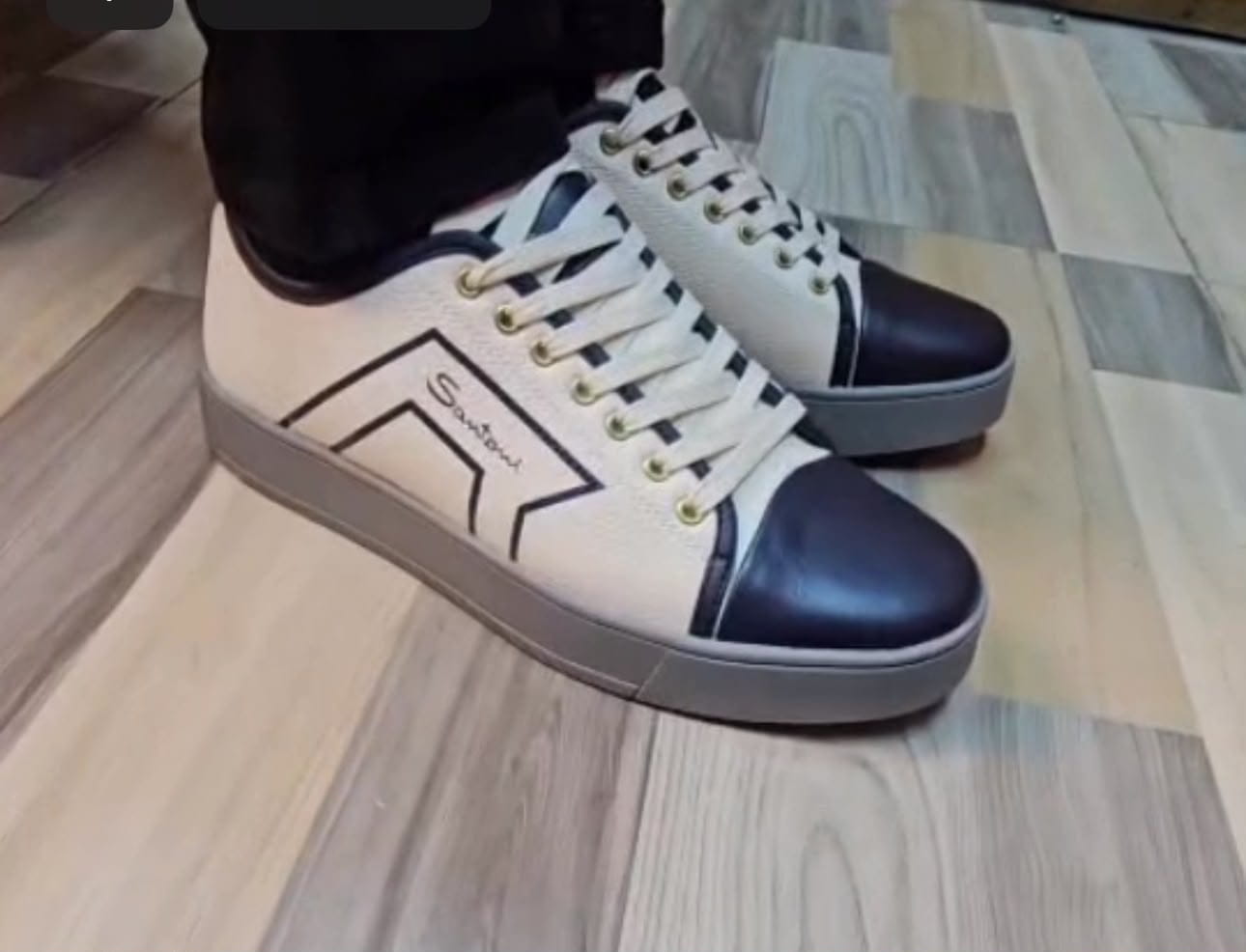 Santoni Men's Casual Sneakers – Grey & Navy Blue image 2