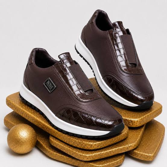 BOSS Men's Slip-On Sneakers – Dark Brown & White - BOSS Casuals | Mars Collection