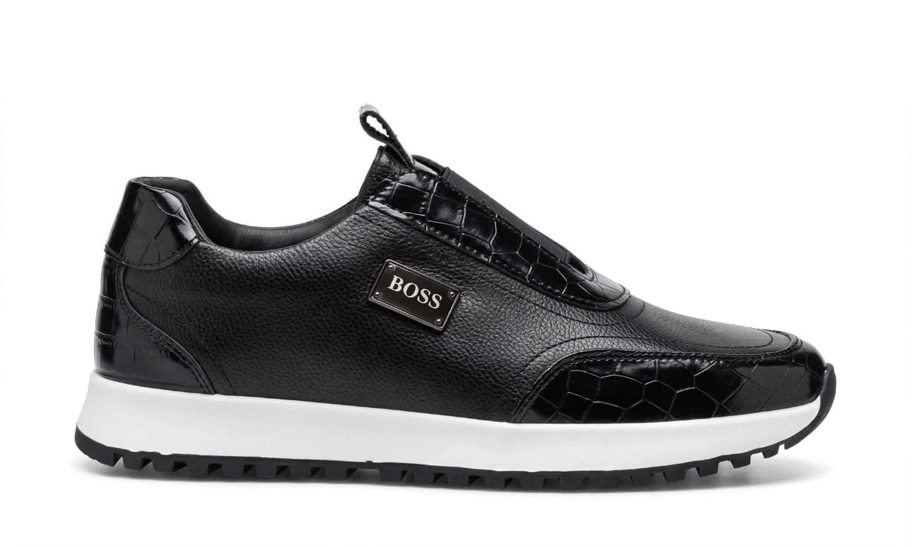 BOSS Men's Slip-On Sneakers – Black & White image 4