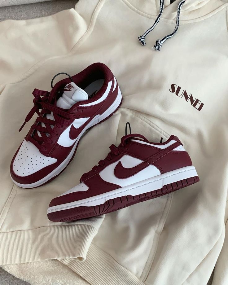 Nike SB Dunk Maroon White Sneakers - Nike Sneakers