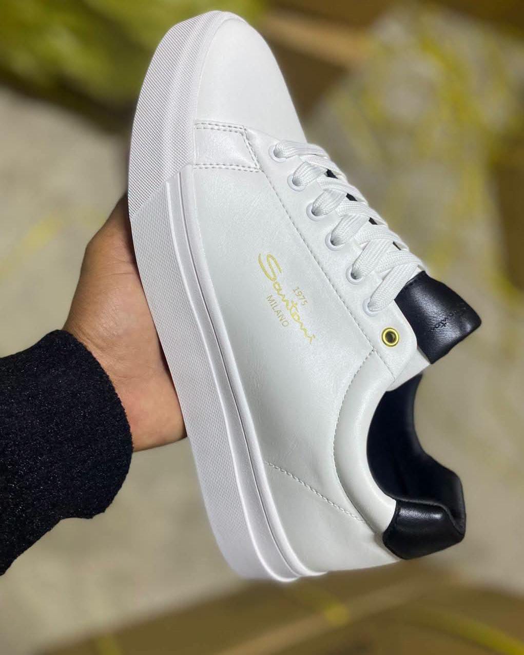 Santoni Milano Men's Casual Sneakers – White & Black image 4