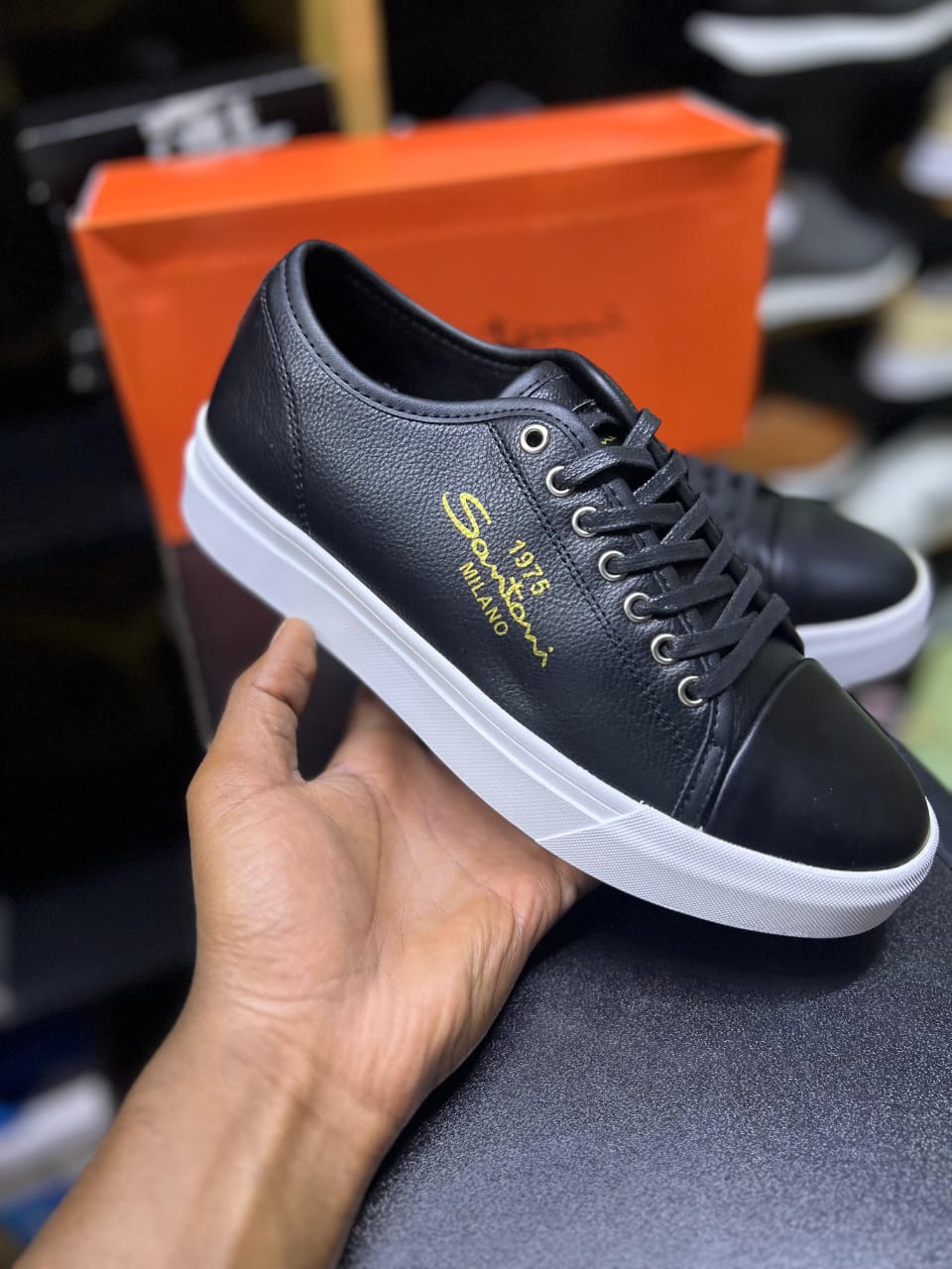 Santoni Milano Men's Casual Sneakers – Black & White image 3
