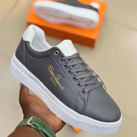 Santoni Milano Men's Casual Sneakers – Grey & White - Santoni Casuals | Mars Collection