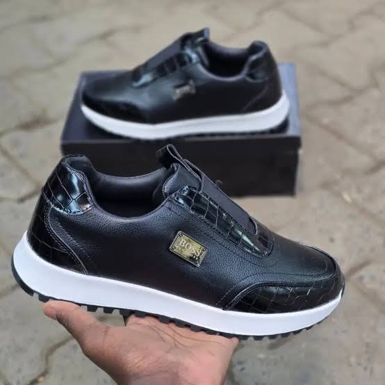 BOSS Men's Slip-On Sneakers – Black & White image 2